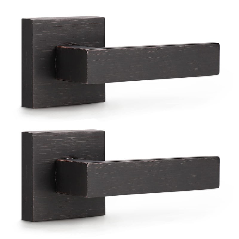 KNOBWELL 2 Pack Heavy Duty Mordern Dummy Door Lever Single Handle for Interior Use with Oil Rubbed Bronze Finish, for Both Right/Left Handing 0.93 lb One Lever(Only One Side Use) - Image 1